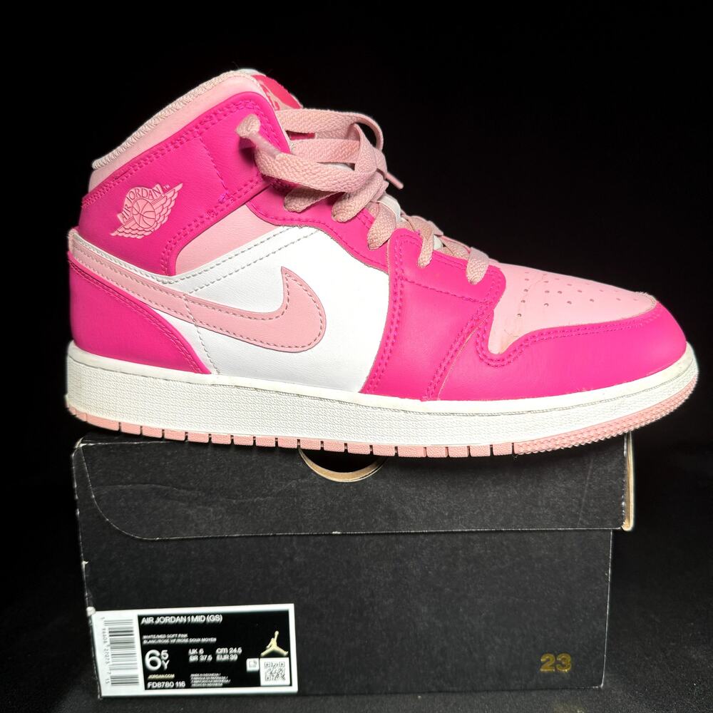 Size 6.5 - Nike Air Jordan 1 Mid GS Fierce Pink 2023 Shoes